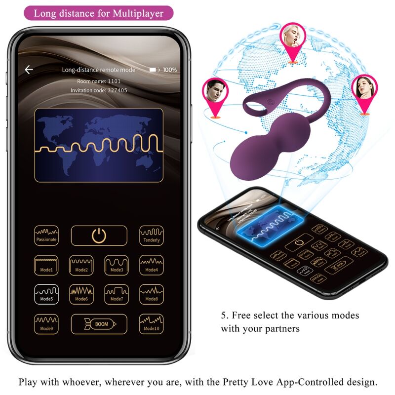 PRETTY LOVE - ELVIRA KEGEL BALLS APP REMOTE CONTROL PURPLE - Amore24