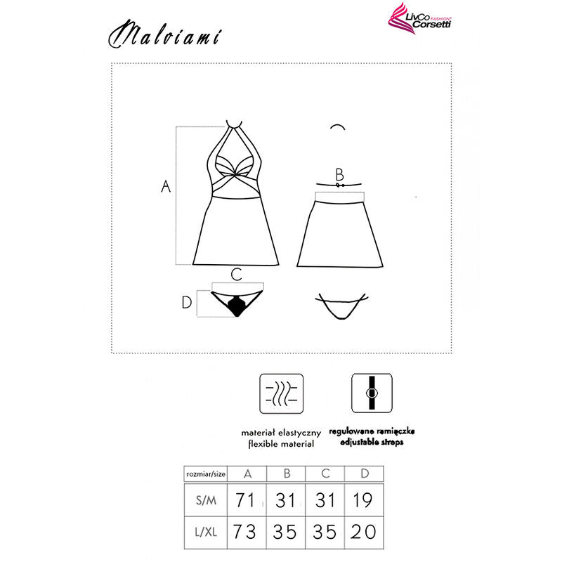 LIVCO CORSETTI FASHION - MALVIAMI LC 90625 SHIRT + PANTY BLACK - Amore24