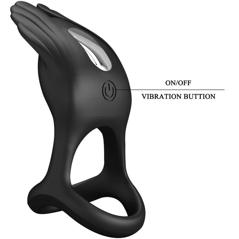 PRETTY LOVE - SILAS VIBRANT PENIS RING 7 VIBRATIONS BLACK SILICONE - Amore24
