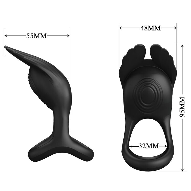PRETTY LOVE - SILAS VIBRANT PENIS RING 7 VIBRATIONS BLACK SILICONE - Amore24