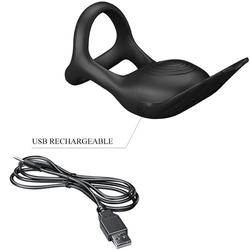 PRETTY LOVE - SILAS VIBRANT PENIS RING 7 VIBRATIONS BLACK SILICONE - Amore24
