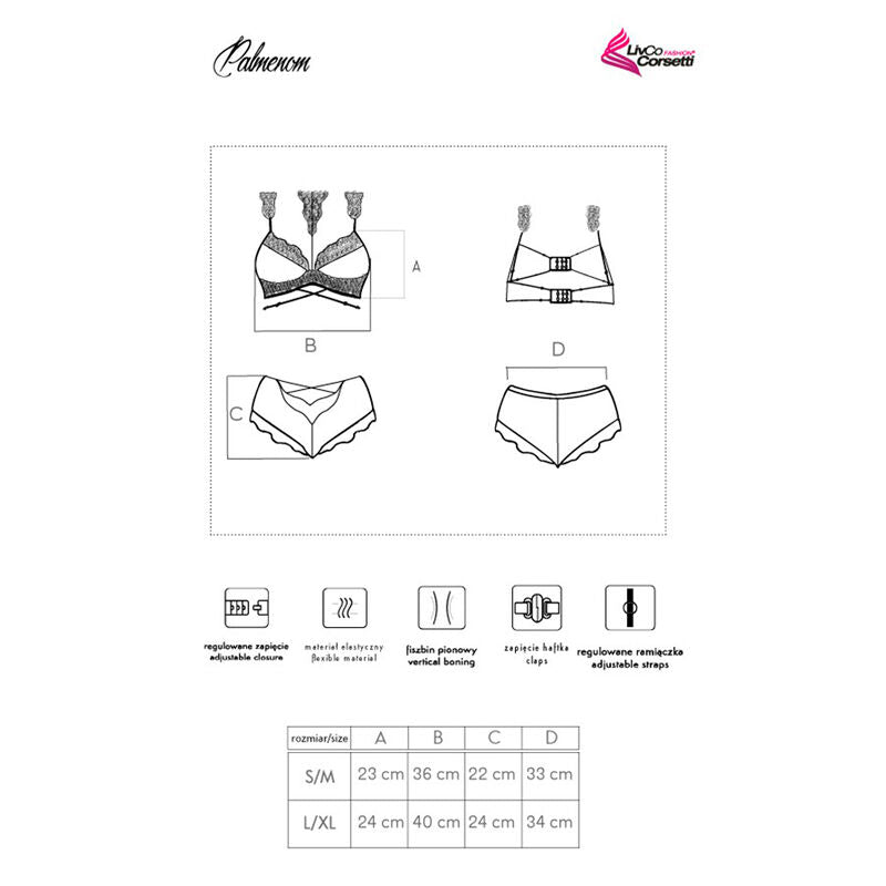 LIVCO CORSETTI FASHION - PALMENOM LC 90614 BRA + PANTY BLACK - Amore24