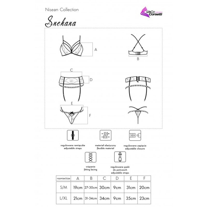 LIVCO CORSETTI FASHION - SNEHANA LC 90443 BRA + GARTER BELT + PANTY BLACK - Amore24
