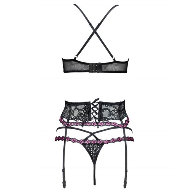 LIVCO CORSETTI FASHION - SNEHANA LC 90443 BRA + GARTER BELT + PANTY BLACK - Amore24