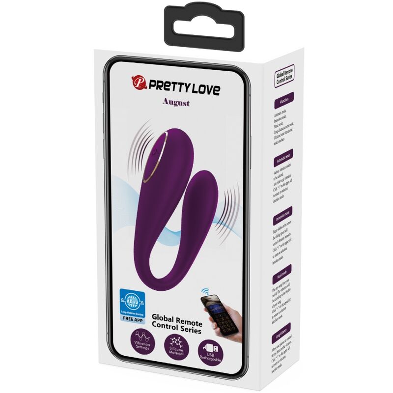 PRETTY LOVE - AUGUST REMOTE GLOBAL DOUBLE PLEASURE VIBRATOR - Amore24