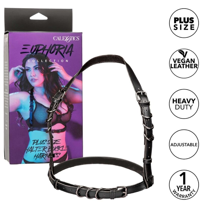 CALEXOTICS - EUPHORIA PLUS SIZE HALTER BUCKLE HARNESS BLACK - Amore24