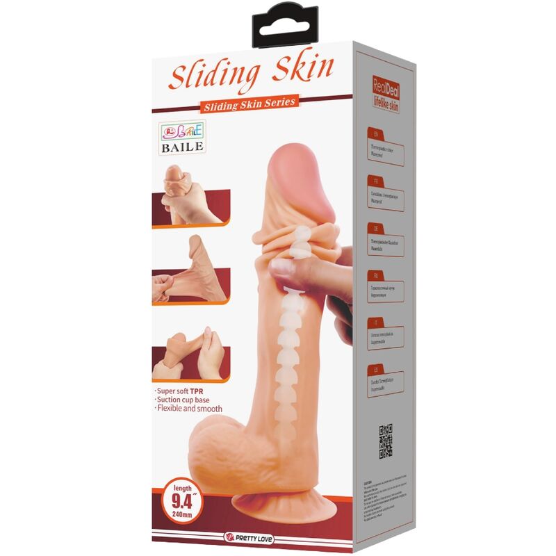 PRETTY LOVE - SLIDING SKIN SERIES REALISTIC DILDO WITH SLIDING SKIN SUCTION CUP 24 CM - Amore24