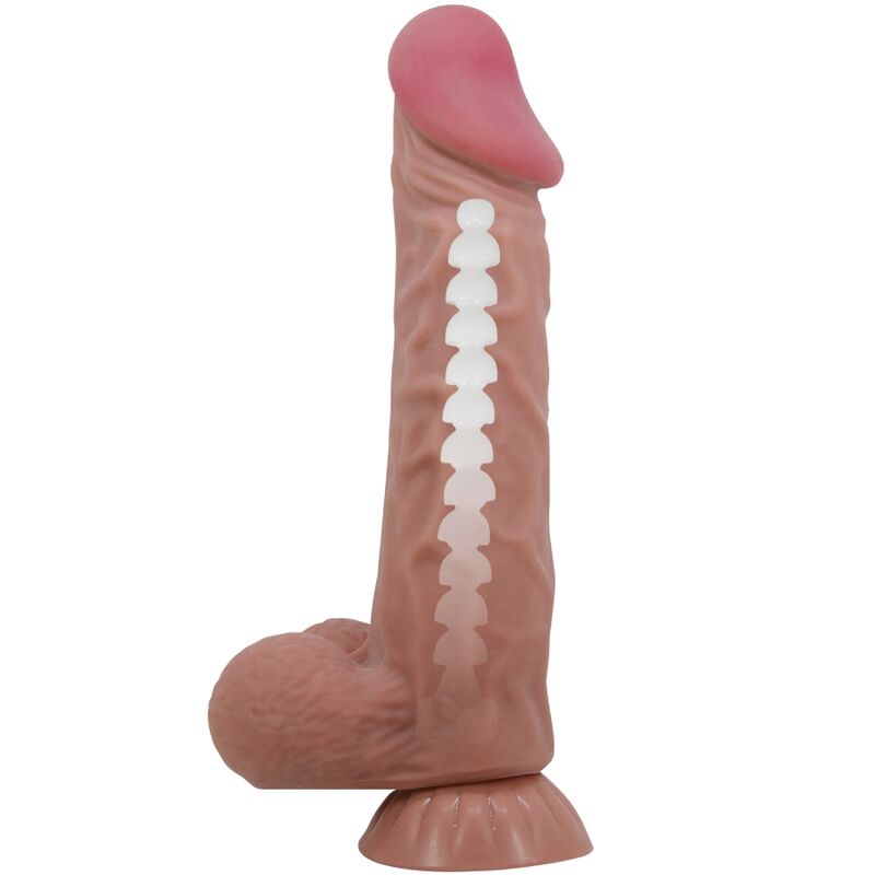 PRETTY LOVE - SLIDING SKIN SERIES REALISTIC DILDO WITH SLIDING SKIN SUCTION CUP BROWN 24 CM - Amore24
