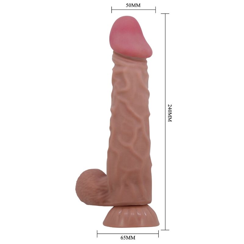 PRETTY LOVE - SLIDING SKIN SERIES REALISTIC DILDO WITH SLIDING SKIN SUCTION CUP BROWN 24 CM - Amore24