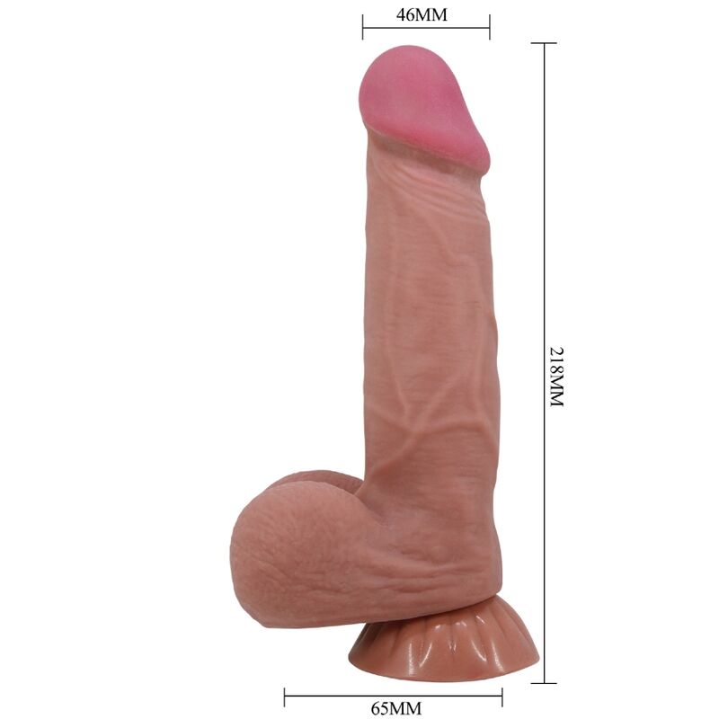 PRETTY LOVE - SLIDING SKIN SERIES REALISTIC DILDO WITH SLIDING BROWN SKIN SUCTION CUP 21.8 CM - Amore24