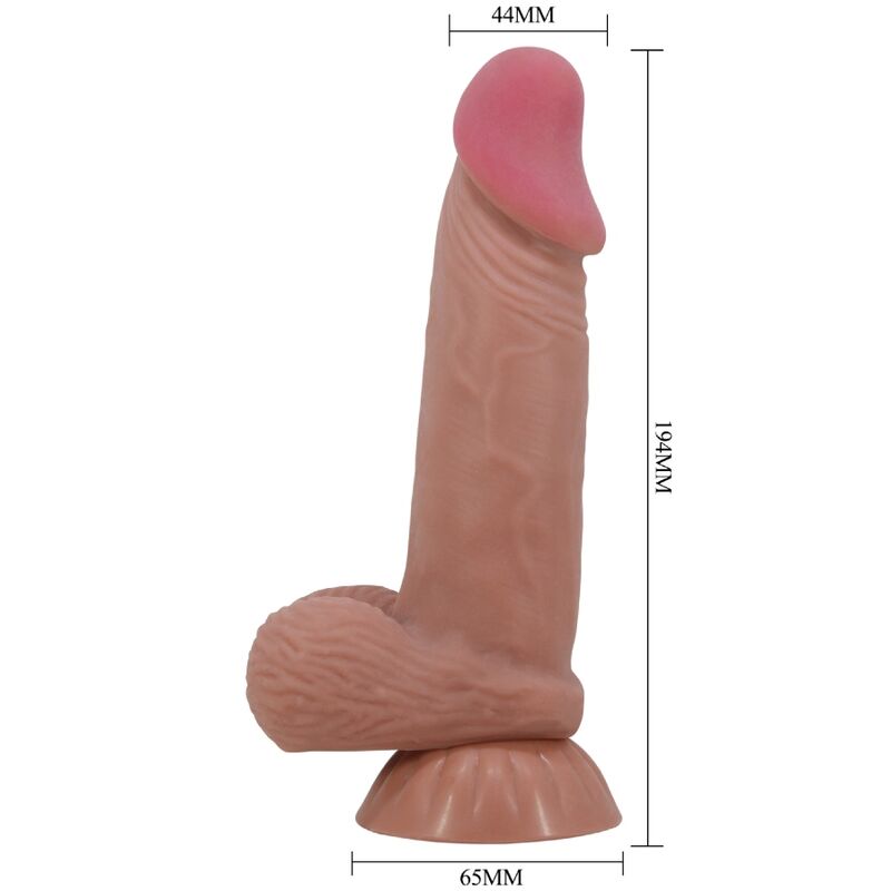 PRETTY LOVE - SLIDING SKIN SERIES REALISTIC DILDO WITH SLIDING BROWN SKIN SUCTION CUP 19.4 CM - Amore24