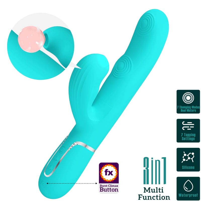 PRETTY LOVE - PERLITA MULTIFUNCTION 3 IN 1 G-SPOT VIBRATOR AQUA GREEN - Amore24