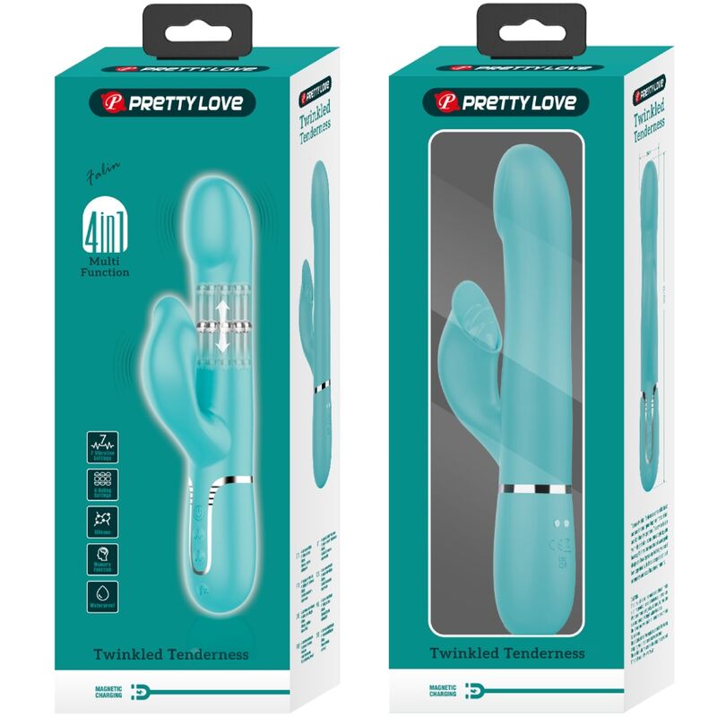 PRETTY LOVE - RABBIT VIBRATOR PEARLS AQUA GREEN - Amore24
