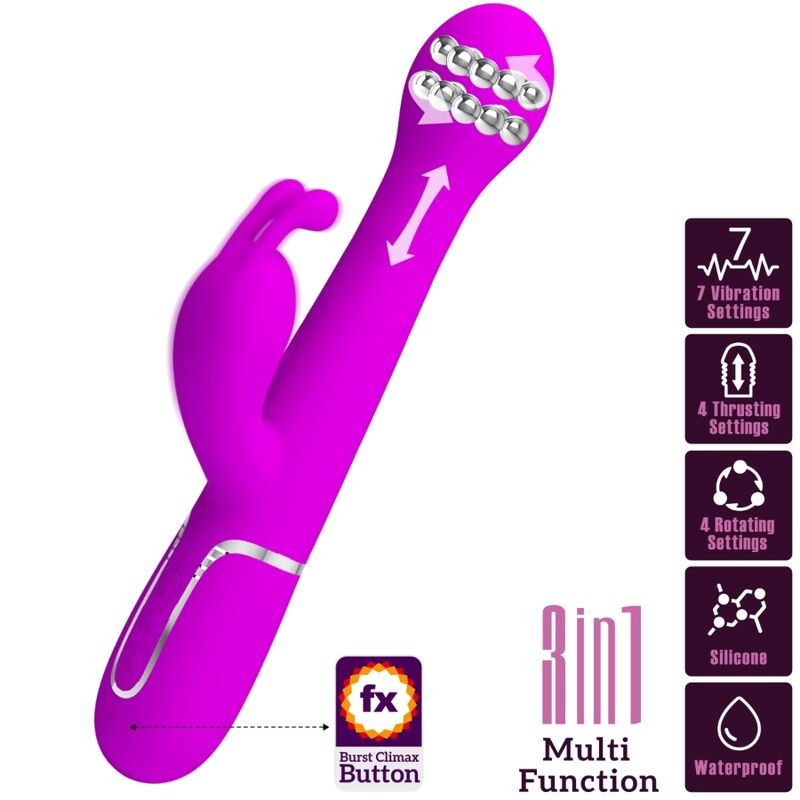 PRETTY LOVE - DEJON RABBIT VIBRATOR 3 IN 1 MULTIFUNCTION VIOLET - Amore24