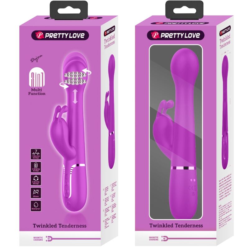PRETTY LOVE - DEJON RABBIT VIBRATOR 3 IN 1 MULTIFUNCTION VIOLET - Amore24