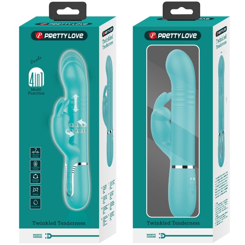 PRETTY LOVE - COALE RABBIT VIBRATOR PEARLS AQUA GREEN - Amore24