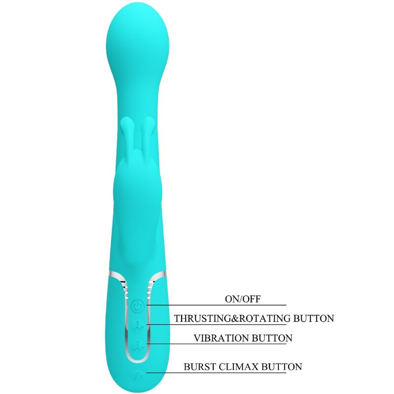 PRETTY LOVE - DEJON RABBIT VIBRATOR 3 IN 1 MULTIFUNCTION AQUA GREEN - Amore24