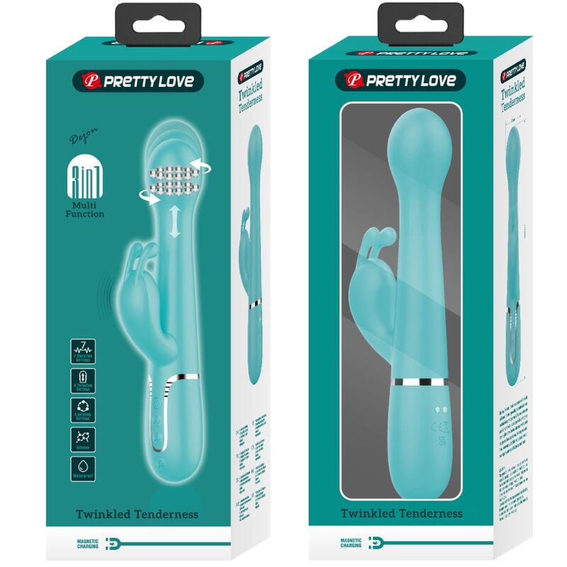 PRETTY LOVE - DEJON RABBIT VIBRATOR 3 IN 1 MULTIFUNCTION AQUA GREEN - Amore24
