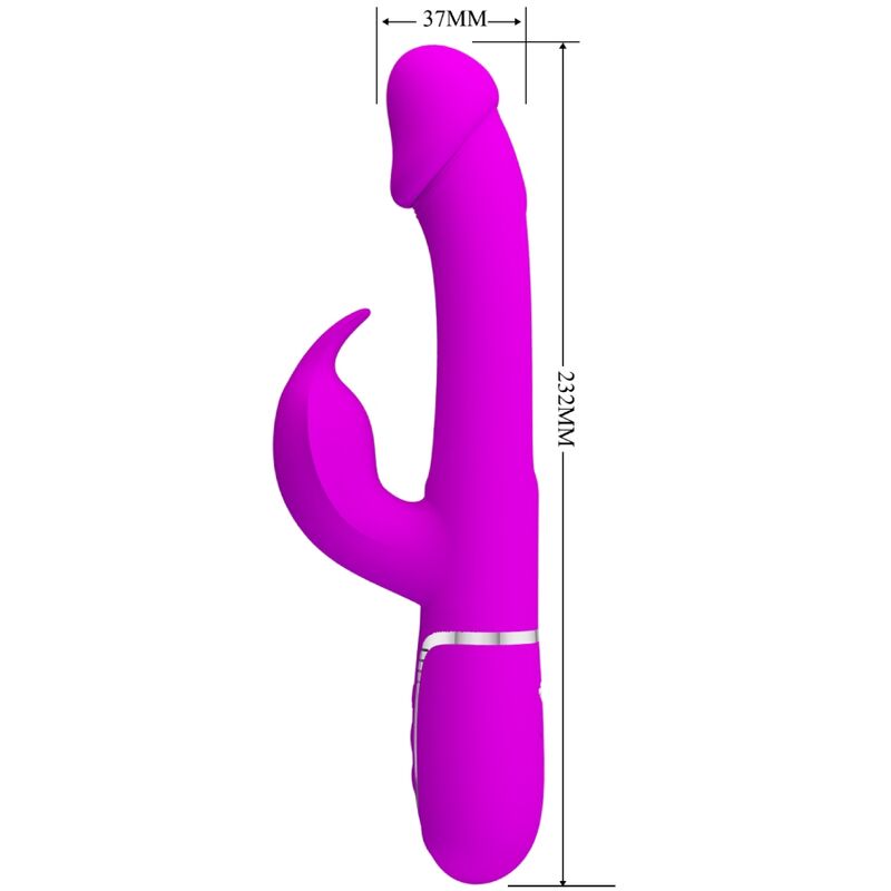 PRETTY LOVE - KAMPAS RABBIT 3 IN 1 MULTIFUNCTION VIBRATOR WITH TONGUE FUCHSIA - Amore24