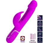 PRETTY LOVE - KAMPAS RABBIT 3 IN 1 MULTIFUNCTION VIBRATOR WITH TONGUE FUCHSIA - Amore24