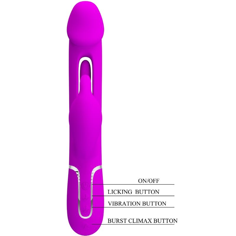 PRETTY LOVE - KAMPAS RABBIT 3 IN 1 MULTIFUNCTION VIBRATOR WITH TONGUE FUCHSIA - Amore24