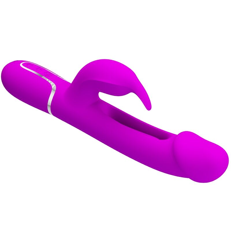 PRETTY LOVE - KAMPAS RABBIT 3 IN 1 MULTIFUNCTION VIBRATOR WITH TONGUE FUCHSIA - Amore24
