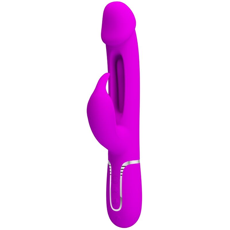 PRETTY LOVE - KAMPAS RABBIT 3 IN 1 MULTIFUNCTION VIBRATOR WITH TONGUE FUCHSIA - Amore24