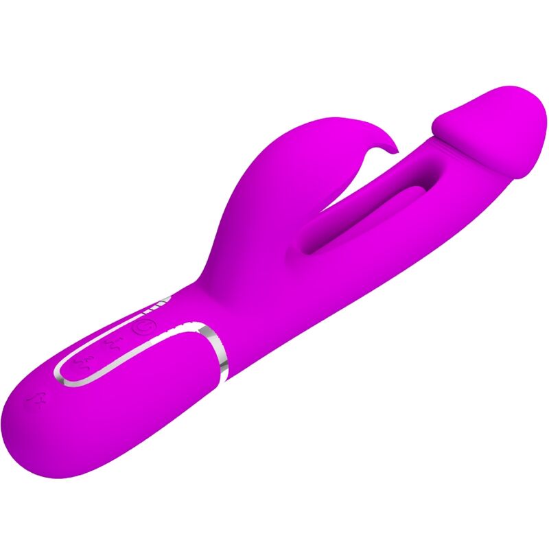 PRETTY LOVE - KAMPAS RABBIT 3 IN 1 MULTIFUNCTION VIBRATOR WITH TONGUE FUCHSIA - Amore24