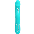 PRETTY LOVE - KAMPAS RABBIT 3 IN 1 MULTIFUNCTION VIBRATOR WITH TONGUE AQUA GREEN - Amore24