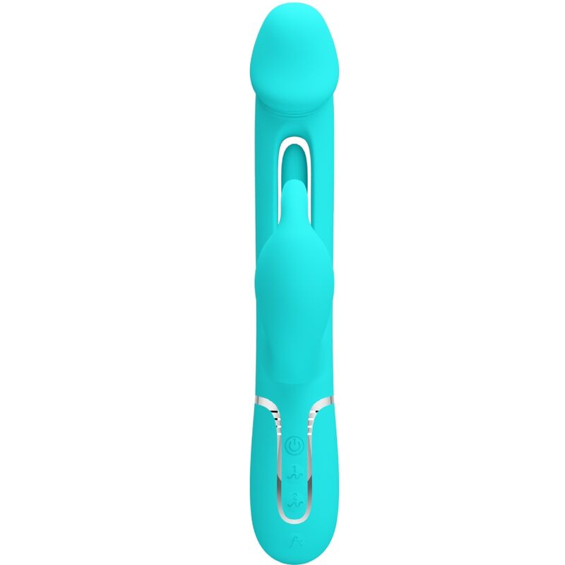 PRETTY LOVE - KAMPAS RABBIT 3 IN 1 MULTIFUNCTION VIBRATOR WITH TONGUE AQUA GREEN - Amore24