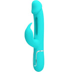 PRETTY LOVE - KAMPAS RABBIT 3 IN 1 MULTIFUNCTION VIBRATOR WITH TONGUE AQUA GREEN - Amore24