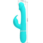 PRETTY LOVE - KAMPAS RABBIT 3 IN 1 MULTIFUNCTION VIBRATOR WITH TONGUE AQUA GREEN - Amore24