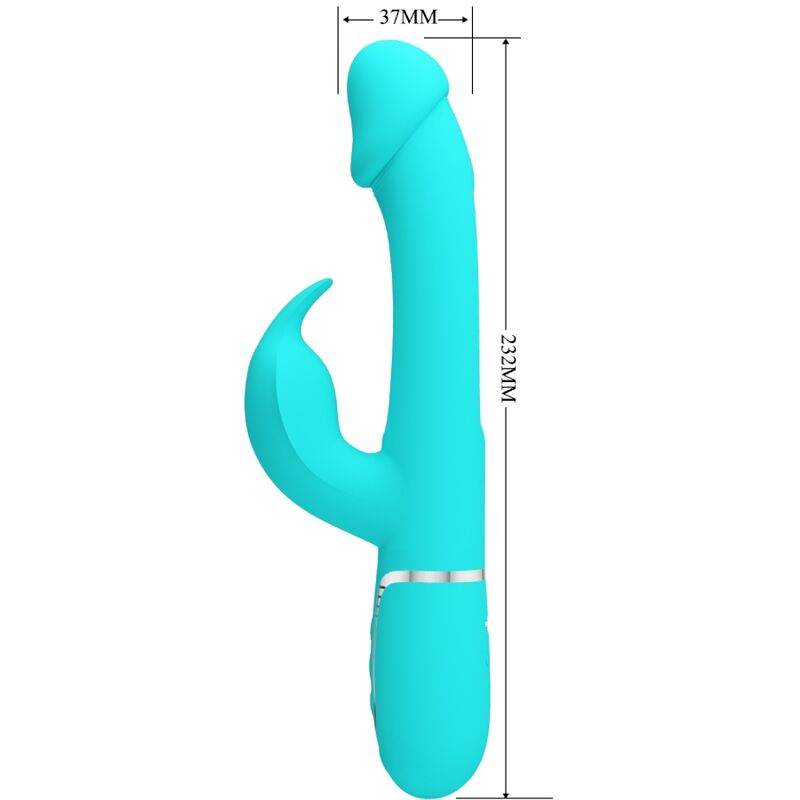 PRETTY LOVE - KAMPAS RABBIT 3 IN 1 MULTIFUNCTION VIBRATOR WITH TONGUE AQUA GREEN - Amore24