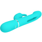 PRETTY LOVE - KAMPAS RABBIT 3 IN 1 MULTIFUNCTION VIBRATOR WITH TONGUE AQUA GREEN - Amore24