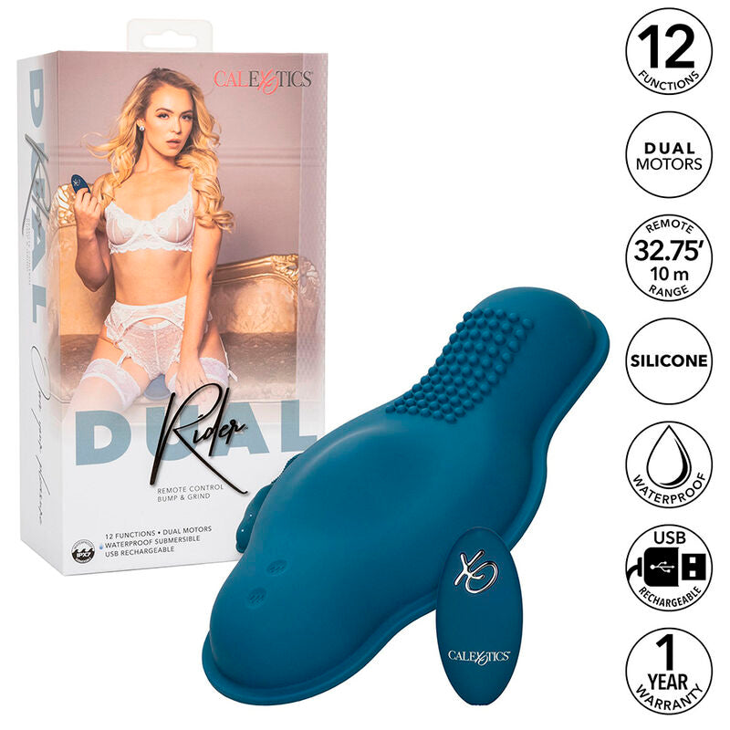 CALEXOTICS - RIDER MASSAGER DOUBLE MOTOR REMOTE CONTROL BLUE - Amore24