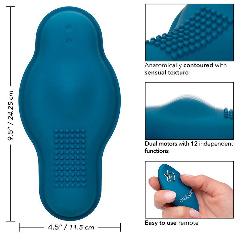 CALEXOTICS - RIDER MASSAGER DOUBLE MOTOR REMOTE CONTROL BLUE - Amore24