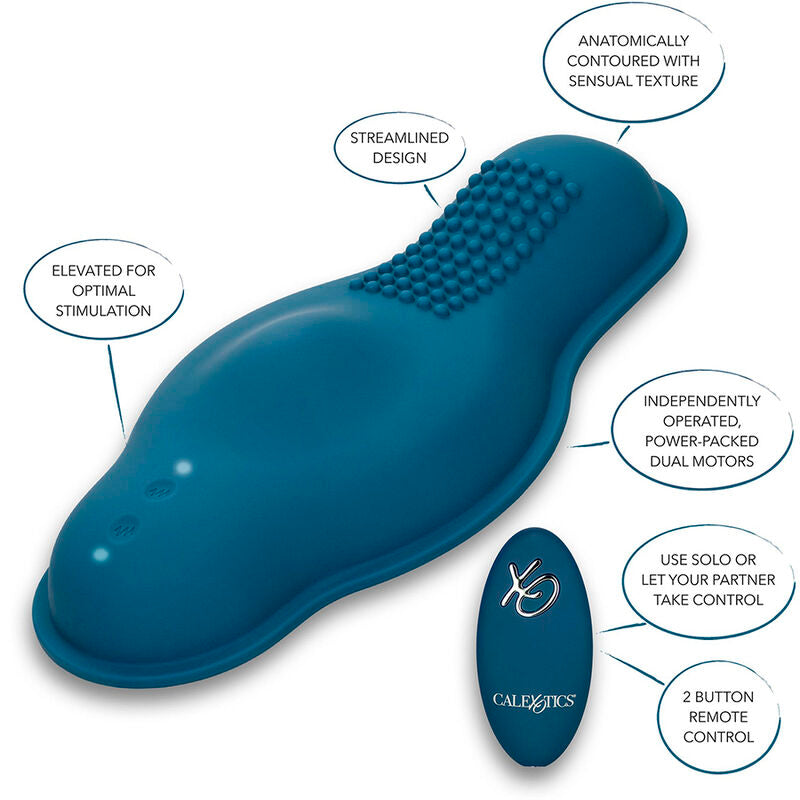 CALEXOTICS - RIDER MASSAGER DOUBLE MOTOR REMOTE CONTROL BLUE - Amore24
