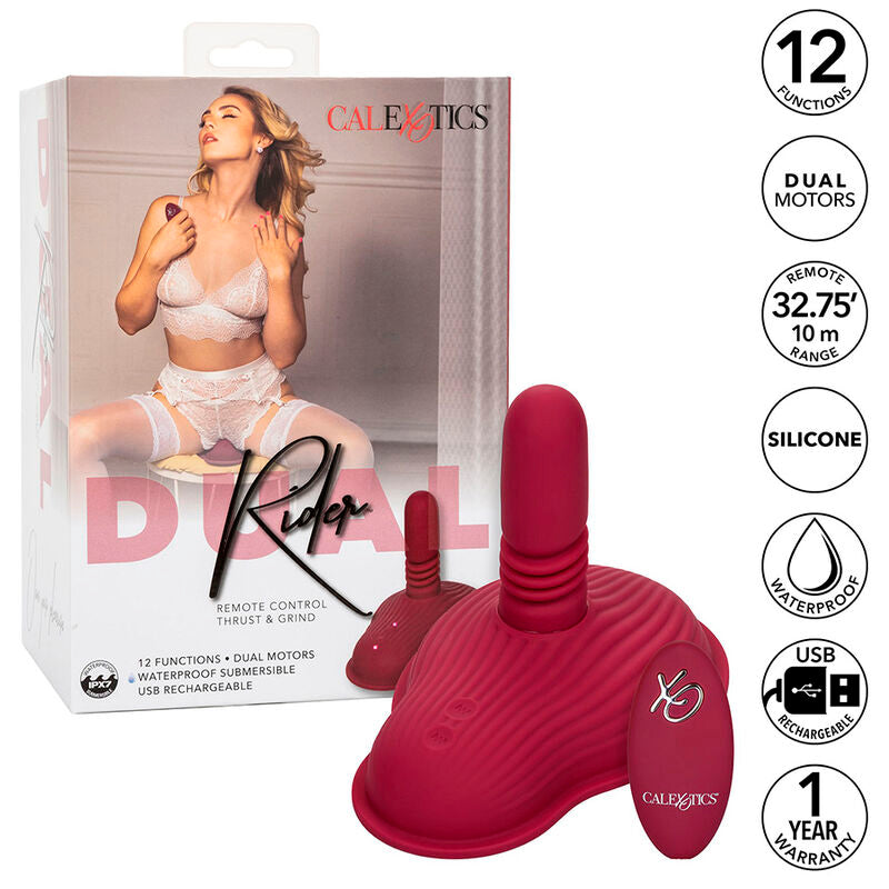 CALEXOTICS - RIDER MASSAGER DOUBLE MOTOR REMOTE CONTROL RED - Amore24