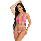LEG AVENUE - SET TOP & PANTS FISHNET MULTICOLOR - Amore24