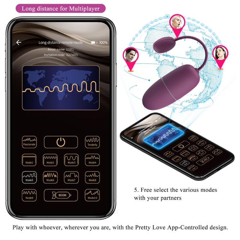 PRETTY LOVE - NYMPH VIBRATING EGG APP CONTROLLED LILA - Amore24