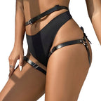 SUBBLIME - LEATHER WAIST AND LEG HARNESS BLACK ONE SIZE - Amore24