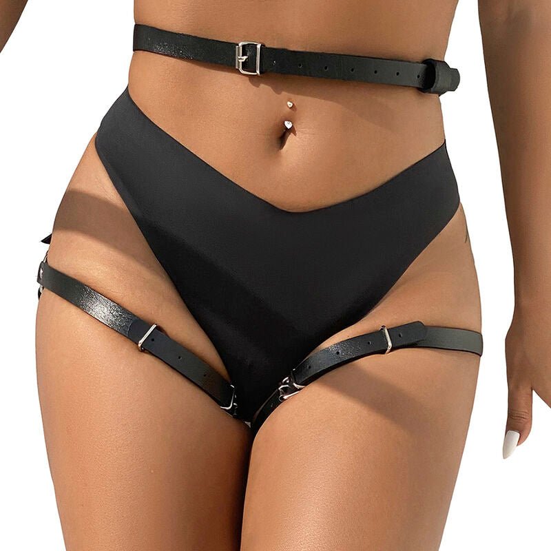 SUBBLIME - LEATHER WAIST AND LEG HARNESS BLACK ONE SIZE - Amore24