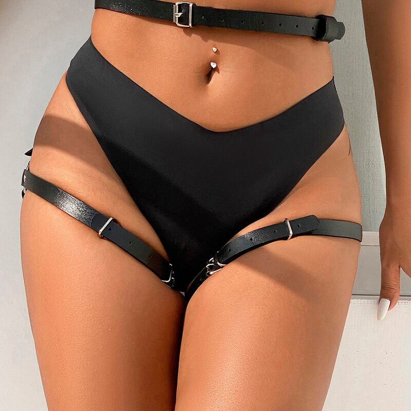 SUBBLIME - LEATHER WAIST AND LEG HARNESS BLACK ONE SIZE - Amore24