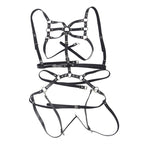 SUBBLIME - BODY HARNESS ADJUSTABLE STRAPS LEATHER BLACK ONE SIZE - Amore24