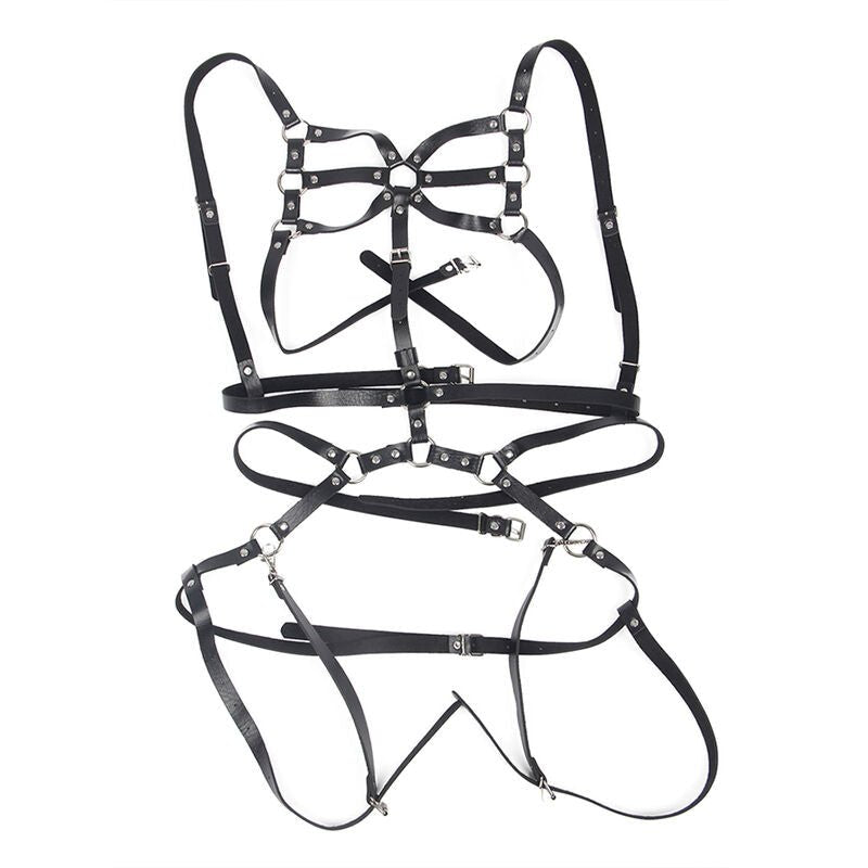 SUBBLIME - BODY HARNESS ADJUSTABLE STRAPS LEATHER BLACK ONE SIZE - Amore24
