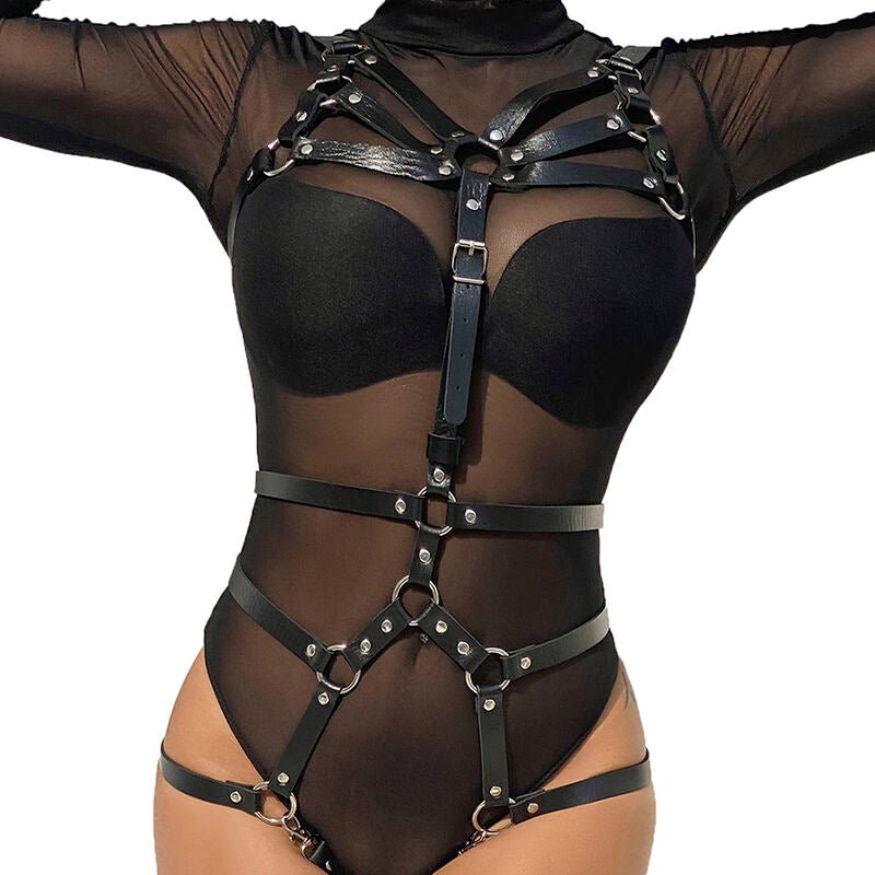 SUBBLIME - BODY HARNESS ADJUSTABLE STRAPS LEATHER BLACK ONE SIZE - Amore24