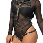 SUBBLIME - BODY HARNESS ADJUSTABLE STRAPS LEATHER BLACK ONE SIZE - Amore24