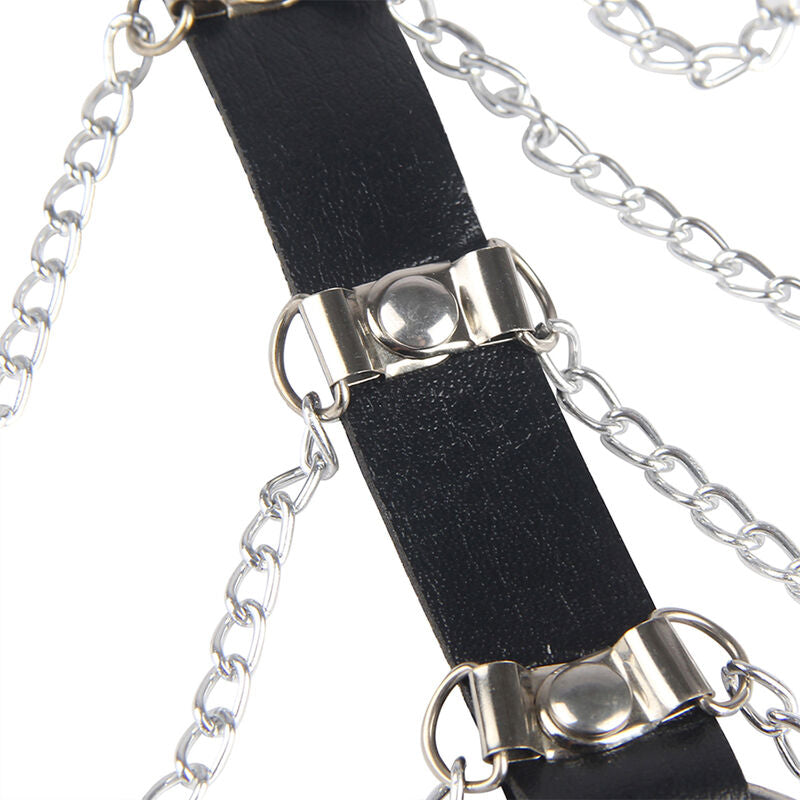 SUBBLIME - CHEST HARNESS LEATHER CHAINS BLACK ONE SIZE - Amore24