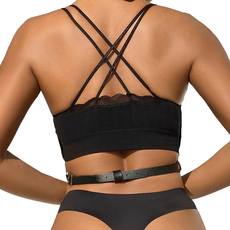 SUBBLIME - CHEST HARNESS LEATHER CHAINS BLACK ONE SIZE - Amore24