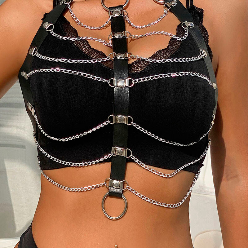 SUBBLIME - CHEST HARNESS LEATHER CHAINS BLACK ONE SIZE - Amore24